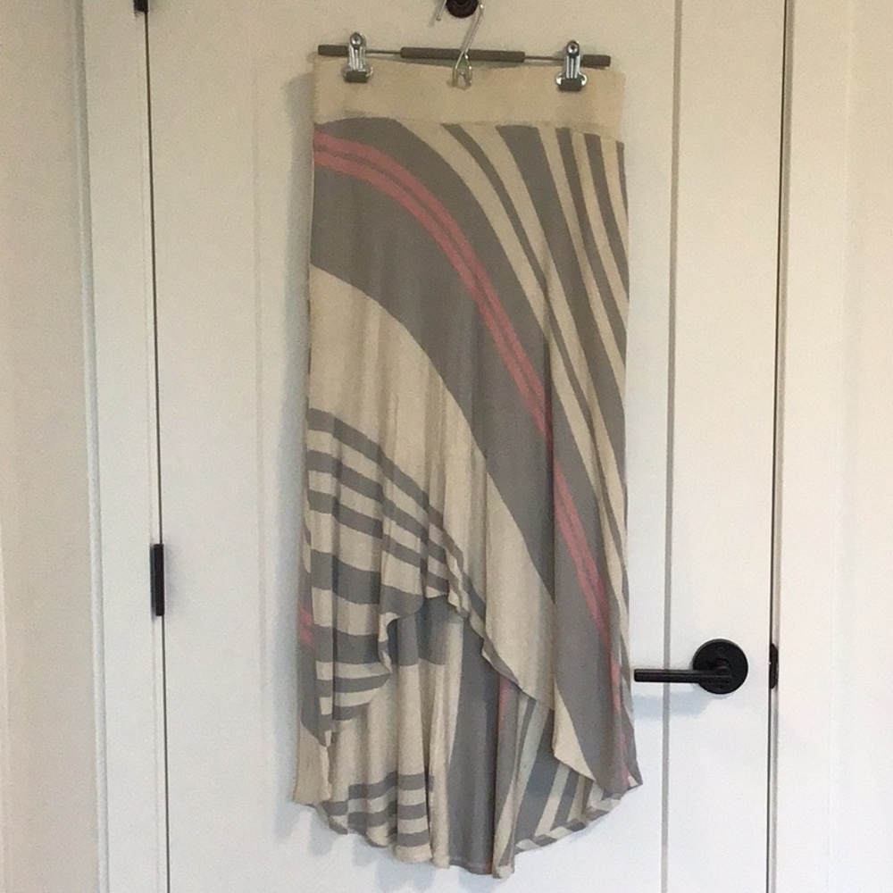 Anthropologie Bordeaux Seastripe High Low Midi Skirt, Size Medium